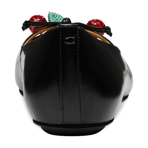 COACH Runway Cherry Flat Shoes Women's Size 7 Black Leather Pointed Toe - Picture 3 of 6